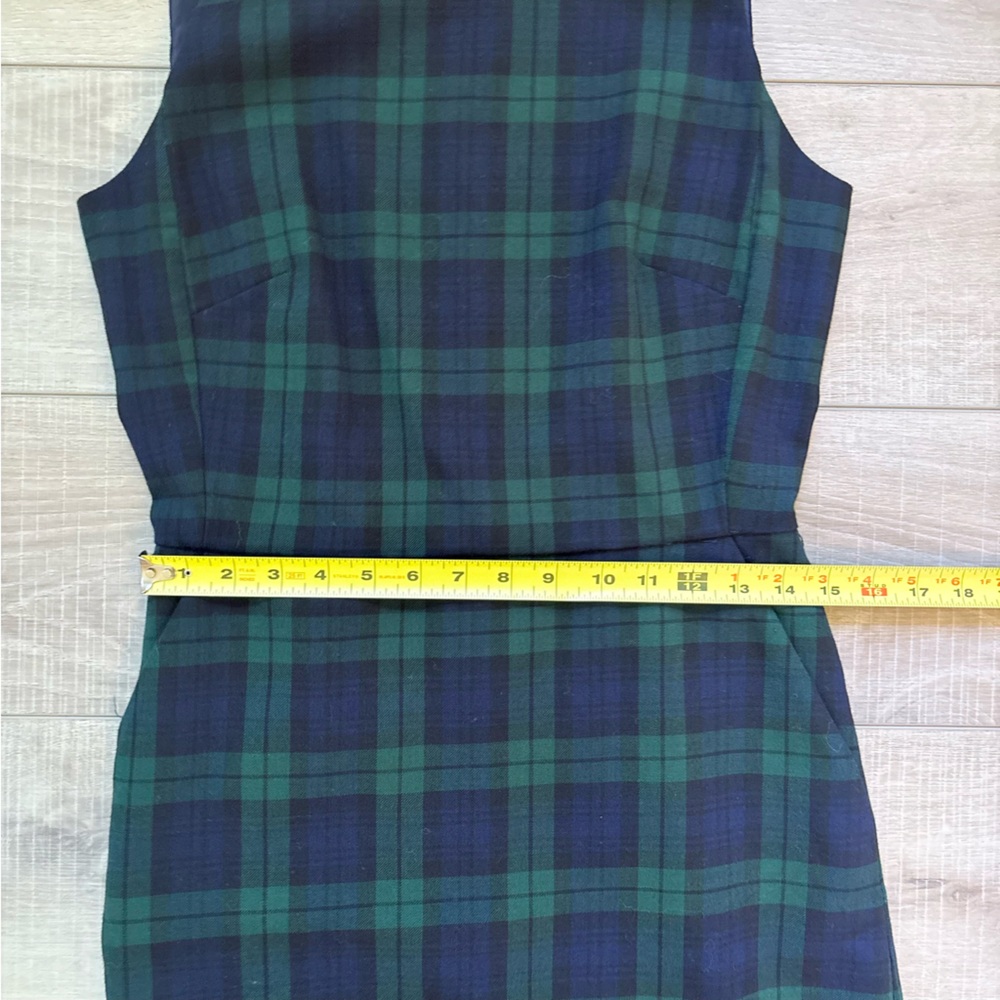 J. Crew Navy and Green Plaid Wool Blend Midi Dress - Picture 6 of 10